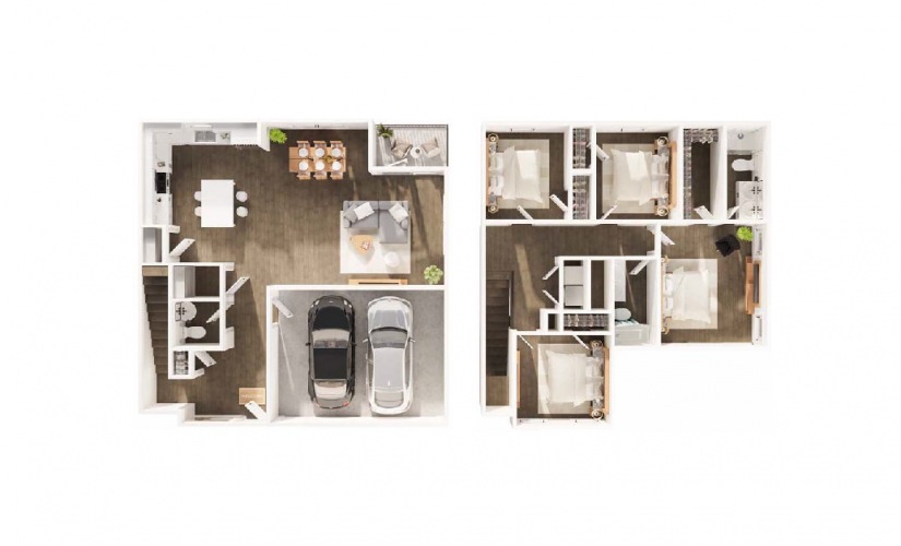 4A - 4 bedroom floor plan layout with 2.5 bathrooms and 1812 square feet